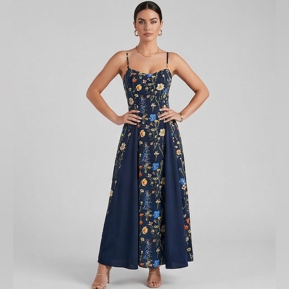 Midnight Navy Floral Print Maxi Dress - Picture 7 of 8